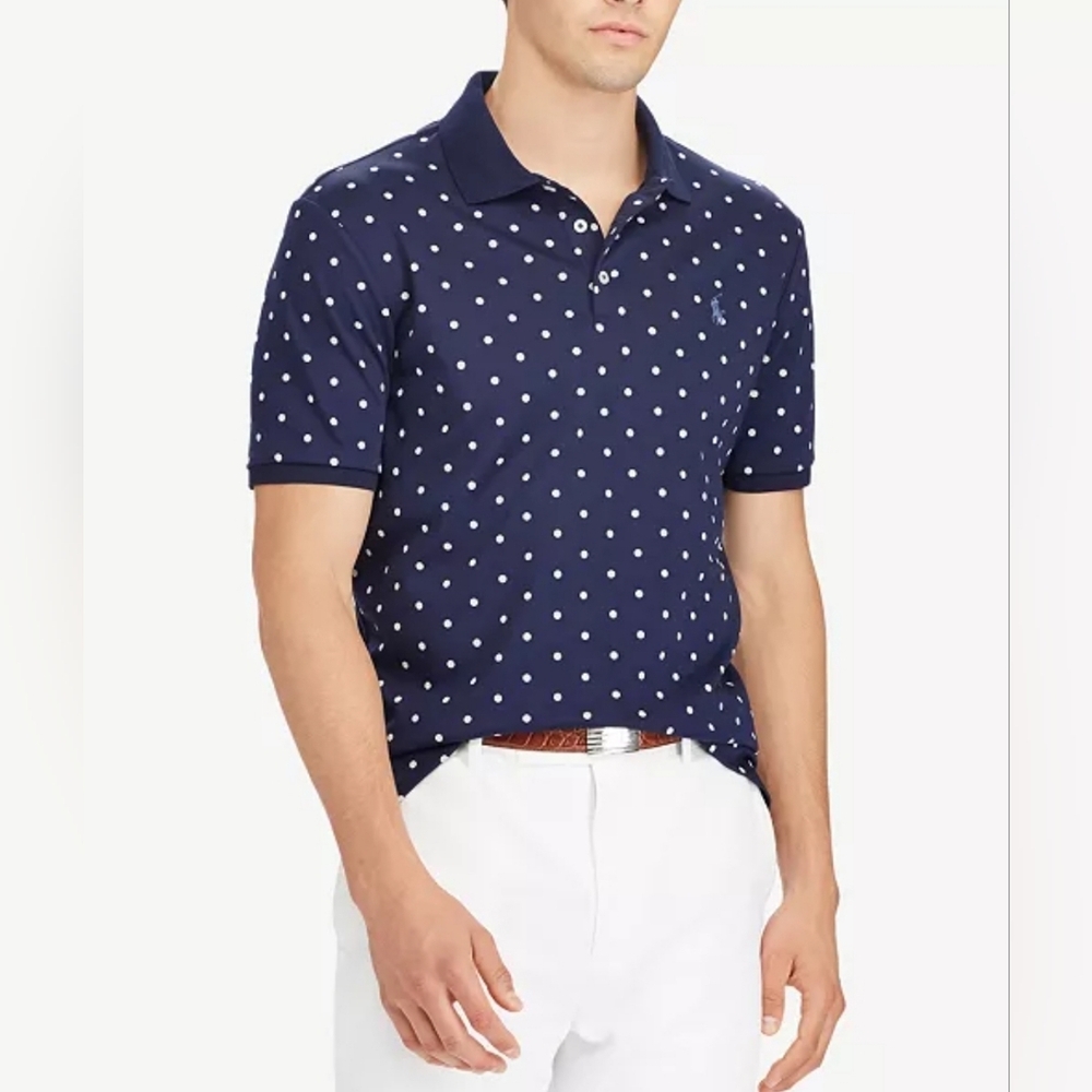 NWOT Polo by Ralph‎ Lauren Navy Polka Dot Men's Shirt. Size XL